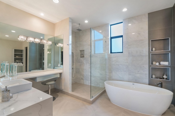 Custom Modern Master Bathroom Vanity - Modern Custom Cabinets by ErnestRust USA