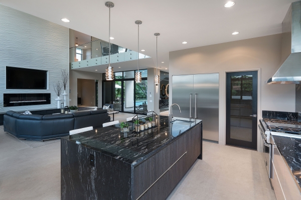 View of Living Room From Kitchen - Modern Custom Cabinets by ErnestRust USA