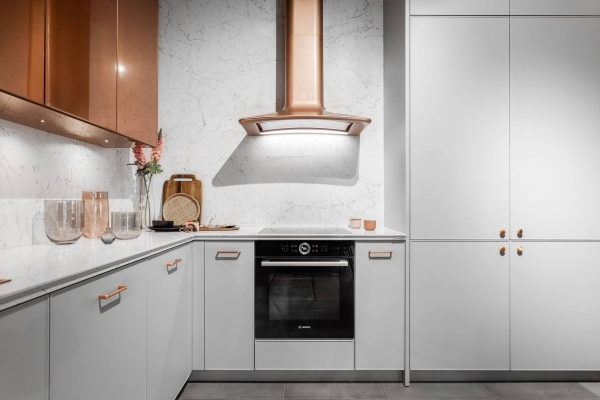 Custom Kitchen Cabinets with Brushed Copper Handles - Modern Custom Cabinets by ErnestRust USA