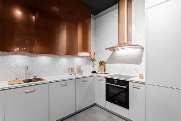 Modern Kitchen Cabinets with Metallic Copper Effect - Modern Custom Cabinets by ErnestRust USA